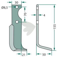 Agria jordfreskniv 70mm, designet for effektiv og nøyaktig jordbearbeiding.