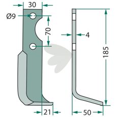 Jordfreskniv for Agria c-c 70mm, hull 9mm, allsidig og effektiv for jordarbeid.