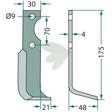 Jordfreskniv for Agria c-c 70mm, hull 9mm, designet for allsidige jordbearbeidinger.