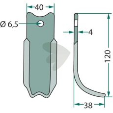 Jordfreskniv for Agria, ett hull 6,5mm, ideell for smale og presise jordbearbeidingsoppgaver.