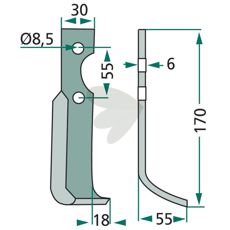 B.C.S. jordfreskniv c-c 55mm med 8,5mm hull for effektiv jordbearbeiding.