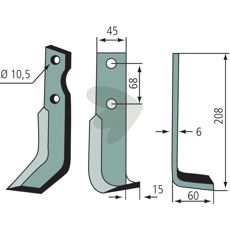 Jordfreserkniv S.300 (18-7) ideell for profesjonell jordbearbeiding.