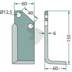 Breviglieri jordfreskniv med c-c 40mm, konstruert for tøffe arbeidsforhold.
