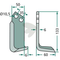 M.E.A.A.T. jordfreskniv med c-c 35mm og hull 10,5mm for effektiv jordbearbeiding.