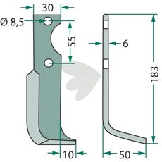 Carraro jordfreskniv for flere merker, c-c 55mm, hull 8,5mm, perfekt for alle feltbehov.