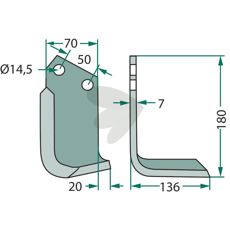 Jordfreskniv Celli med 50mm bredde, 14,5mm hull, ideell for jordbearbeiding.