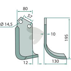 Jordfreskniv Celli med 57mm bredde og 14,5mm hull, ideell for kraftfull jordbearbeiding.