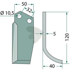 Jordfreskniv Comeb med 32mm bredde og 10,5mm hull, perfekt for effektiv jordbearbeiding.