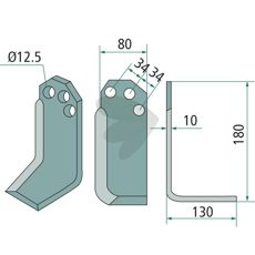 Jordfreskniv for Agritalia og Carraro med 34mm c-c og 12,5mm hull, for optimal jordbearbeiding.