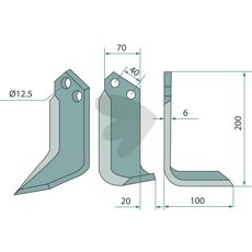 Jordfreskniv for Dondi med 40mm c-c og 12,5mm hull, optimal for alle jordbearbeidingsbehov.