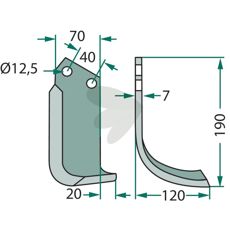 Jordfreskniv Dondi med 40mm c-c, utmerket for alle jordtyper.