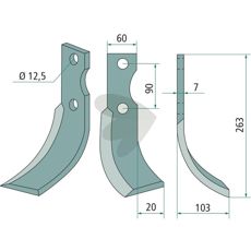 Jordfreskekniv Ferrari, c-c 90mm hull 12,5mm, anvendbar for effektiv jordbearbeiding.