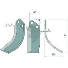 Jordfreskekniv Ferrari, c-c 25mm hull 12,5mm, designet for effektiv jordbearbeiding.