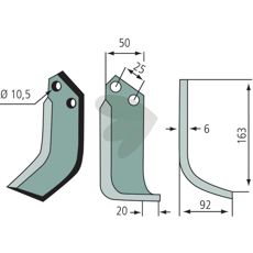 Universal jordfreskniv for Ferrari, c-c 25mm og hull 10,5mm.