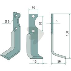 Allsidig jordfreskniv for Fort med c-c 70mm og 9mm hull, utmerket for jordbearbeiding.