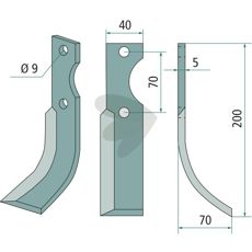 Jordfreskniv for Fort: c-c 70mm og 9mm hull, perfekt for jordbearbeiding i ulike miljøer.