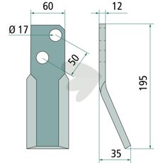 Jordfreskniv for Forigo-Roteritalia, cc 50mm og 17mm hull.