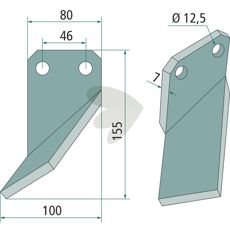 Rotorkniv for Forigo-Roteritalia med en høyde av 155mm, perfekt for jordbearbeiding.