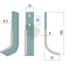 Jordfreskniv for Goldoni, cc 30mm med 9mm hull, ideell for effektiv jordbearbeiding.