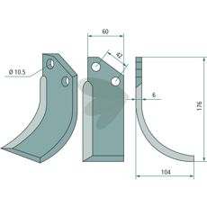 Goldoni jordfreskniv for effektiv jordbearbeiding med 42mm c-c avstand og 10,5mm hull.