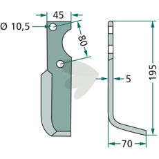 Goldoni jordfreskniv ideell for jordbearbeiding med 80mm c-c avstand og 10,5mm hull.