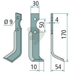 Jordfreskniv for Grillo med c-c 50mm og hull 9mm.