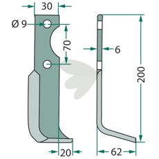Jordfreskniv Honda med c-c 70mm og hull 9mm.