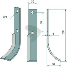 Jordfreskniv for Honda c-c 90mm med hull 9mm, perfekt for effektiv jordbearbeiding.