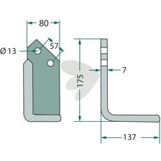 Howard jordfreskniv med c-c 57mm og 13mm hull, ideell for jordbearbeiding.