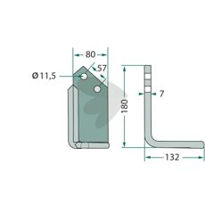 Jordfreskniv fra Howard med c-c 57 mm og hull 11,5 mm for effektiv jordbearbeiding.
