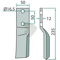 Rotorharvtann fra Howard/Kongskilde med c-c 50 mm og hull 16,5 mm, perfekt for alle jordtyper.