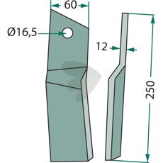 Rotorkniv for Howard/Kongskilde, 250mm, effektiv for alle typer jordbearbeiding.