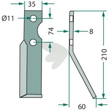 Rotorkniv Simon med høyde 210mm, perfekt for storskala jordbearbeiding.