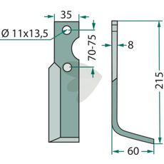 Simon Rotorblad, 215mm høy, gir utmerket resultat ved jordbearbeiding.