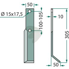 Rotorblad Simon med høyde 305mm, ideell for effektiv gressklipping og rydding.
