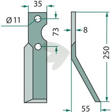 Rotorkniv Simon med høyde 250mm, optimal for gress- og planteklipping.