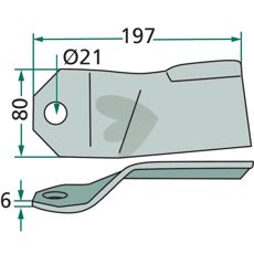 Kniv med en tykkelse på 6 mm, ideell for jordbearbeiding og dyrking.
