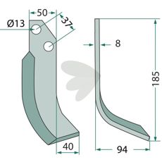 Jordfreserkniv JNC med c-c 37mm og 13mm hull, for effektiv dyrking.