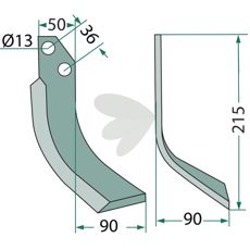 Jordfreserkniv JNC med 37mm c-c og 13mm hull, essensiell for effektiv dyrking.