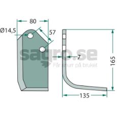 Kuhn jordfreskniv, c-c 57mm og hull 14,5mm, ideell for jordbearbeiding.