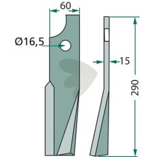 290mm rotorkniv for Kuhn (Huard) designet for høy ytelse.