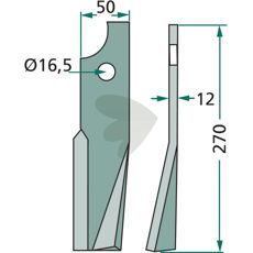 Rotorkniv fra Kuhn med en lengde på 270 mm, ideell for jordbearbeiding.