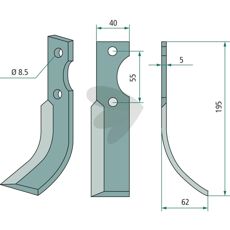 Jordfreskniv 5x8, 5x40 for effektiv jordbearbeiding i hagen.