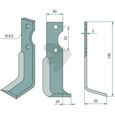 Jordfreskniv MAB/Bocchini, 5x8, 5x40 for effektiv jordbearbeiding.