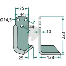 Jordfreskniv Maletti, c-c 44mm, effektiv bearbeiding av jorden.