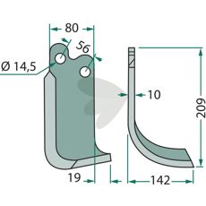 Bøyd jordfreskniv for forbedret jordbearbeiding.