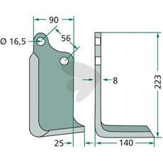 Jordfreskniv Maschio med c-c 56mm og hull 16,5mm, ideell for effektiv jordbearbeiding.
