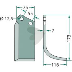 Nardi jordfreseskjær, 55mm c-c, høy kvalitet for jordfresing.