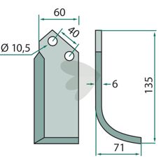 Jordfreseskjær Nardi med c-c 40mm og hull 10,5mm.