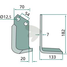 Jordfreskniv Pegoraro med c-c 54mm, ideell for jordbruk og hagearbeid.